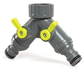 REHAU 2-Wege-Verteiler, gleichzeitiger Anschluss von Zwei Geräten, beide Ausgänge regulierbar, 2-Fach Wasserverteiler für Wasserhahn G 3/4