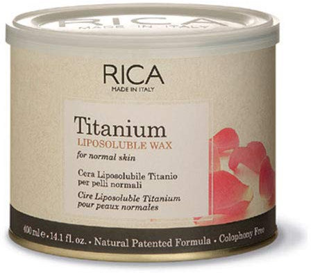 RICA | Titanium Liposoluble Wax 400 ml per Pelli Normali | Cera Depilatoria Cremosa e Leggera ad Alta Aderenza | Epilazione Delicata per Viso, Corpo e Zone Sensibili | Senza Colofonia | Made in Italy