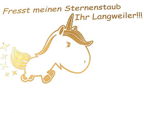 Finest Folia Enhörning stjärndamm klistermärke 13 x 11 cm roligt klistermärke för bil dekor enhörning bildekal (K074 guld metallic)