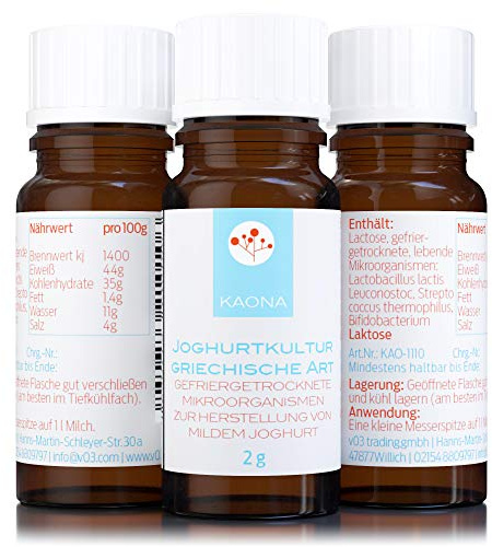 Joghurtkulturen griechischer Art - gefriergetrocknete Starterkulturen von kaona (3x2g)
