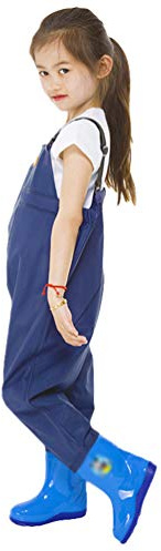Jitong Kids Chest Waders Waterproof Youth Waist Waders with Boots Fishing Hunting Overalls Waders for Toddler Children Boys Girls - Dark Blue | Overalls, 28 (18cm)