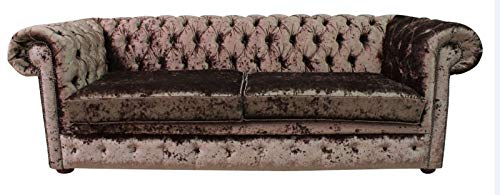 JVmoebel Braune Chesterfield Stoff Polster Dreisitzer Wohnzimmer Couch Design
