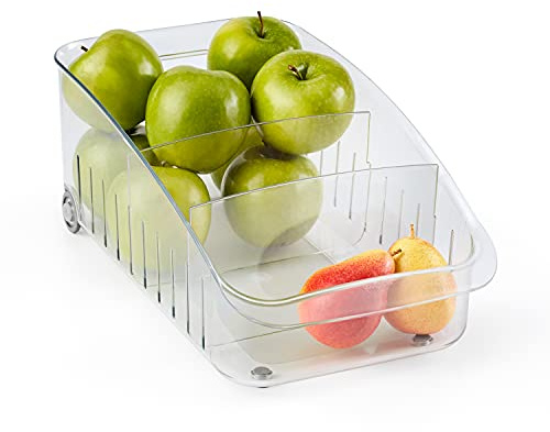 YouCopia RollOut® Fridge Drawer 8, Fridge Organizer and Storage, Clear BPA-Free Refrigerator Bin with Adjustable Dividers