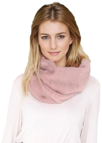 Lina & Lily Vinter Loop halsduk Snood damer fuskpäls, Dämpad rosa,