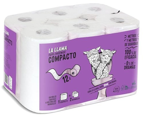 DIA LA LLAMA papel higiénico compacto doble rollo paquete 12 uds