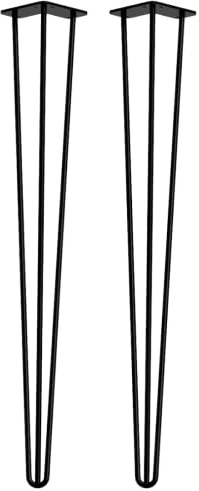 Premium Steel Hairpin Furniture Legs, Multiple sizes and colours, Industrial Style with Screws, Handmade in UK (86cm - 2 Legs/Counter, Black)