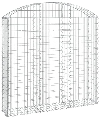 vidaXL Arched Gabion Basket Cage Mesh Wire Stone Basket Outdoor Spiral Retaining Wall Planter Garden 150x30x140/160 cm Galvanised Iron