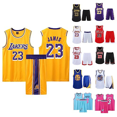 2-Teiliges Kinder/Erwachsene Basketball Jersey Set - Atmungsaktives T-Shirt, Weste und Shorts