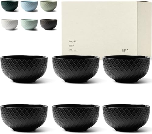 KIVY Müslischalen Keramik - 6 x 850ml - Große Bowls für Müsli & Suppen - Suppenschüssel - Bowl Schüssel Groß - Müslischüsseln - Suppenschalen Set - Schalen Set - Müslischalen Schwarz