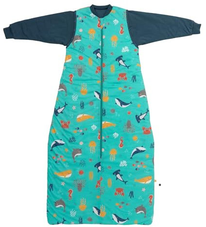 schlummersack Kinder Schlafsack Baby ganzjährig 150 cm Meerestiere | Ganzjahresschlafsack Baby mit Ärmel abnehmbar 2.5 Tog Baby Schlafsack ganzjährig | Ganzjahres Schlafsack Baby