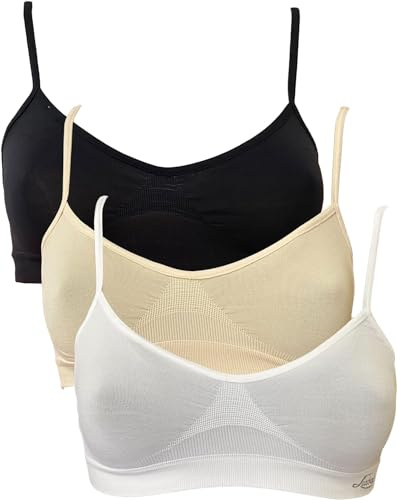Liabel Brassiere Donna Seamless Confezione da 3 Pz. Reggiseno Sportivo in Microfibra Senza Cuciture Made in Italy (L-XL, Nudo,Bianco,Nero)