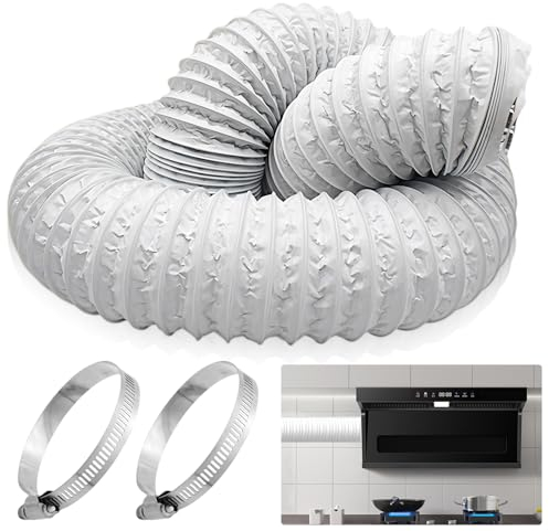 Abluftschlauch Ø100mm Länge 6m Flexibel PVC Alurohr Klimageräte Lüftungsschlauch, Flex Schlauch Alu für Mobile Klimaanlage Wäschetrockner Abzugshaube Trockner