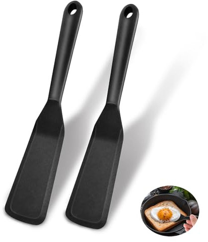 Weenwill Spatule Cuisine,2 PCS Spatule Silicone,AntiadhéSive Spatules Silicone Cuisine,Spatules Haute Température pour Wok,Pâtisserie,Friture,Retournement D'œufs et Crêpes