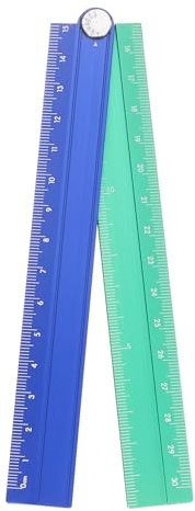 QUARKZMAN Regla Recta Plegable 30cm Métrica Aleación De Aluminio Transportador Plegable Regla Angular Herramienta De Medición Geométrica Con Línea Angular, Azul Verde