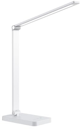 wonderlamp Flexo LED 5W Norima Blanco con Batería recargable, Interruptor táctil y Cargador Inalámbrico para móviles 3000-4000-6000K