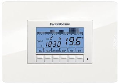 CH141E Cronotermostato Retroilluminato da Incasso a Batterie solo Cover Bianca e Telaio 3 Fantini Cosmi