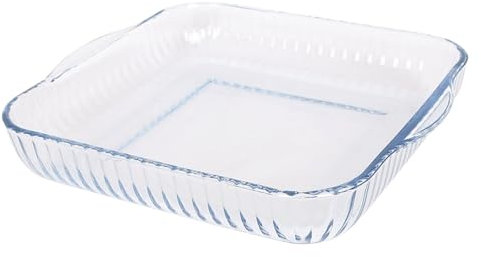 Argon Tableware Optical Square Glass Oven Dish - 30cm x 27.5cm - 1x Large Deep Baking Casserole Lasagne Roasting Roaster Cooking Tray Bowl | Microwave Safe, Freezer Safe