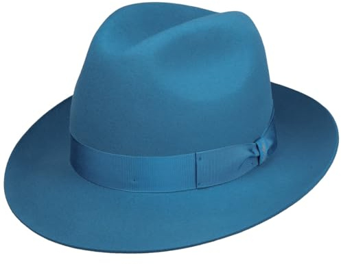 Borsalino Marengo Fur Felt Bogart Hat Women/Men Light Blue 7 3/4