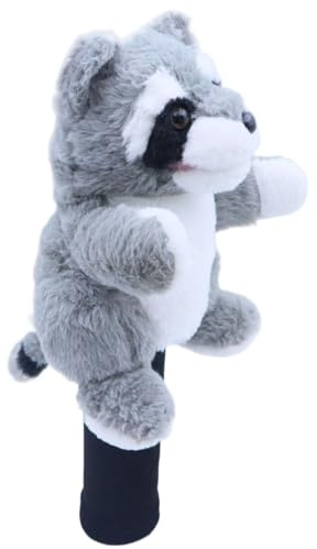 Housses de tête de Golf Amusantes, Couvre-têtes Club Golf en Peluche Raton Laveur Mignon, Couvre-tête Driver Souple pour Hommes et Femmes, Housses Amusantes