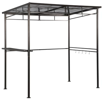 Angel Living Pabellón de Barbacoa de Aluminio y Acero con Techo de PC, Marquesina de Aluminio con Campana Extractora, Gazebo Pergola para BBQ con Zona de Almacenamiento, 1.5 x 2.16 m