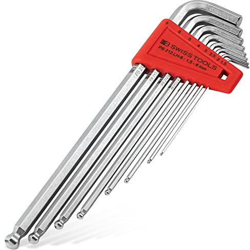 PB Swiss Tools Innensechskant Satz PB 212.LH-8 | 100% Swiss Made | 8-teiliges verchromtes Sechskantschlüssel Set 1,5/2/2,5/3/4/5/6/8 mm für Schraubarbeiten in Industrie und Handwerk