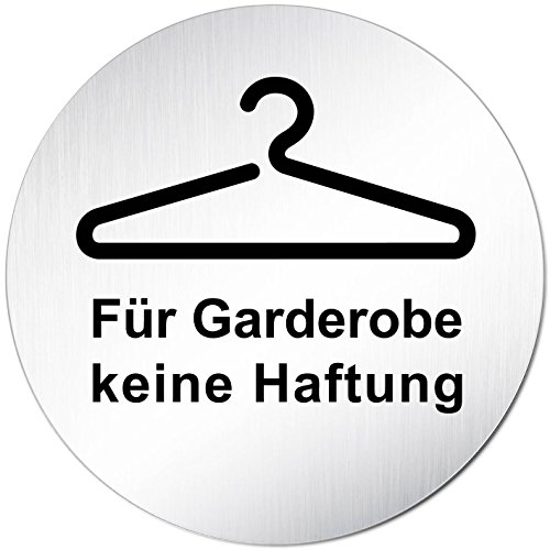 Türschilder24 Schild Türschild • Für Garderobe Keine Haftung • Aluminium (eloxiert) Rund 100mm Ø