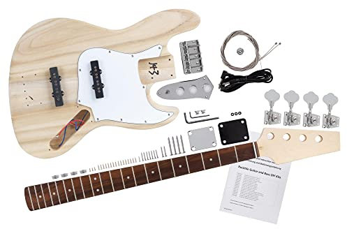 Rocktile DIY JB Bausatz E-Bass - Do-it-yourself Bausatz JB-Style - Korpus: Paulownia - Hals: Ahorn geschraubt - Griffbrett: Blackwood