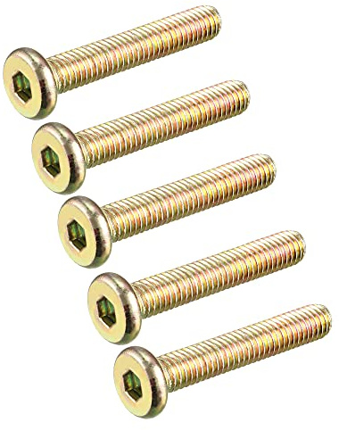 uxcell M6 x 35mm Full Thread Hexagon Socket Round Head Screws Bolts Bronze Tone 5 Pcs