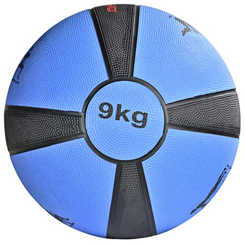 TrainHard Balón Medicinal con Peso de 1 kg, 2 kg, 3 kg, 4 kg, 5 kg, 6 kg, 7 kg, 8 kg, 9 kg, 10 kg, 12 kg, de Goma, Antideslizante, Calidad de Estudio, Opcional: Soporte para 10 Pelotas