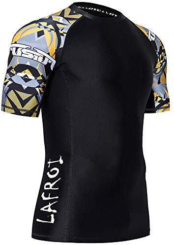 LAFROI Men's Short Sleeve UPF 50+ Baselayer Skins Compression Rash Guard (Armour, MD)