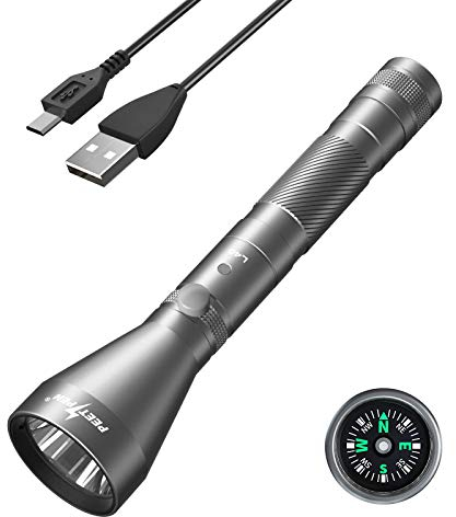 PEETPEN L40 Torcia LED Super Luminosa 1200 Lumen USB Ricaricabile Impermeabile Torcia Portatile IPX6 4 Modalità, Adatta per Campeggio, Attività All'aperto, Emergenza a Casa