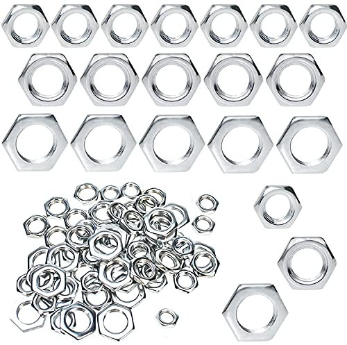 Lot de 60 Écrou Hexagonal Plat M8 M10 M12 Ecrou Hexagonal Bas Plaqué Zinc Écrou Fin pour Fixer les Vis et Boulons avec Filetage Fin (M8/M10/M12)