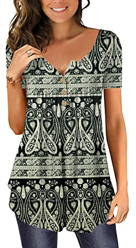 Top Femme Chic et Élégant Coton 2026 Vêtements Haut Décontractés à Manches Courtes D'été Henley Tee Shirt Chemisier