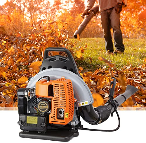 KOLHGNSE Mochila de 65 cc, soplador de hojas de gasolina, 2 tiempos, 3,6 CV, soplador de hojas, soplador de jardín, refrigeración por aire, 6800 rpm, para limpiar hojas, polvo de carretera, basura,