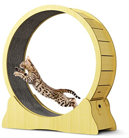 Hibtn Large Cat Exercise Wheel Diameter 43.3inch,Cat Treadmill Running Wheel For Indoor With Brake,Interactive Toy,Weight Control Machine,With Lock And Carpeted