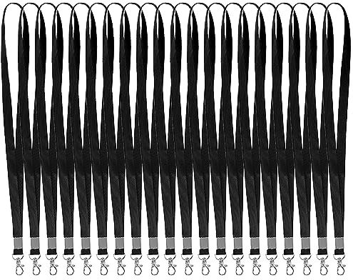 TRKETK 20 Stück Schlüsselbänder für Ausweise, Schlüsselbänder für Den Hals Schwarze Schlüsselbänder mit Drehbarem Metallclip für Business Karten, Studentenausweise, Bus -Karten, Impfpass Erwachsene