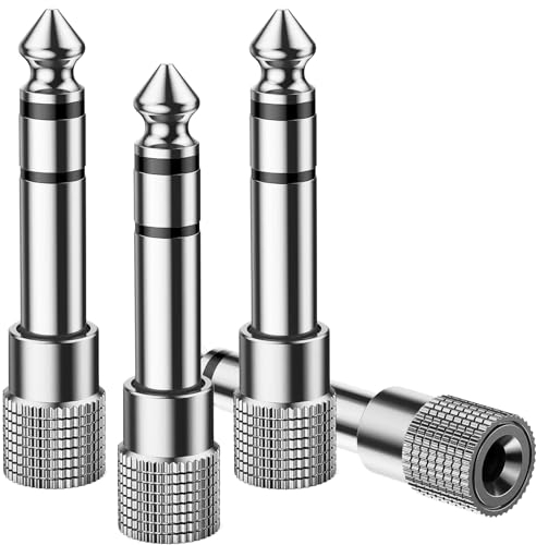 NUOOO 4 Pcs Headphone Adapter Jack 6.35mm to 3.5mm Audio Plug Converter Stereo Aux Adapter for Digital Piano Keyboard Djs Earphones and Audio Connections Electric Keyboard Speaker