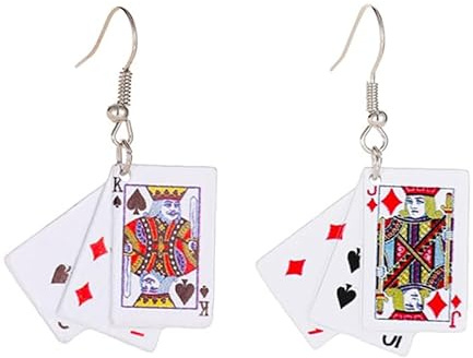 ANDRESLAD Playing Card Earrings for Women Stylish Dangle Drops Fashion Ear Jewellery Accessories for Parties Weddings Everyday 1.57X1.46 Inch