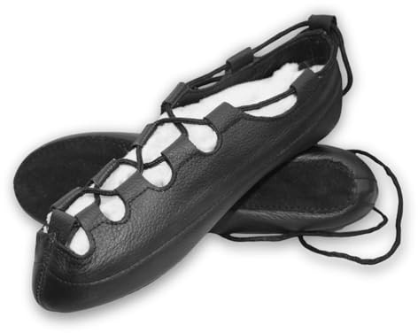 Irish Dance Shoes Dancing Pump Shoes - Soft Reel Leather Upper Loop Style - Leather Insole & Terry Towel Cotton Lining & Double Stitch Suede Outsole - Size Adult 5 (See Size Guide in Pictures) Black