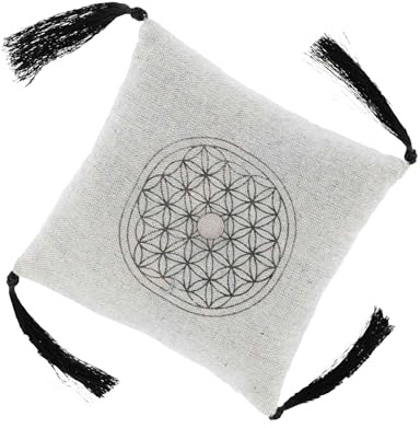 NKlaus Cojín para cuenco tibetano con borlas de 15 cm, cuadrado, gris claro, diseño elegante, perfecto para cuencos tibetanos y ceremonias espirituales, proporciona sonidos estables y armoniosos 16544