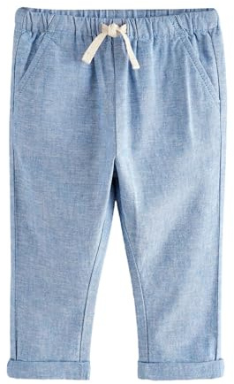 NEXT Garçon Pantalon Regular à Enfiler en Lin mélangé Chambray Blue 2 Ans-3 Ans