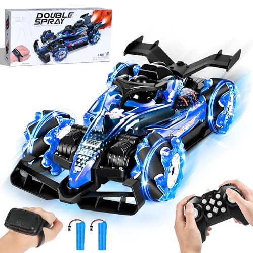 Joellfuner Coche Teledirigido, Coche RC 14 Canales Dual Jet, RC Car con Luces y Música a 25 km/h, Regalos para Adultos o Niños Mayores de 3 Años (Azul)