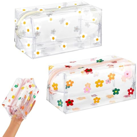 JYNXOR 2 Piezas Neceser de Aseo Transparente, Bolsas Portátil de Maquillaje, Neceser Mujer, Neceser Impermeable, Neceser Playa Impermeable Organizador para Viaje Mujeres, Bolsa Avion