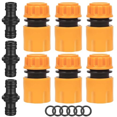 ATB Foger - Juego de 9 conectores de manguera de jardín de 1/2 pulgada 13 mm, conectores de manguera de jardín de doble enchufe para conexión de tuberías, equipos de jardín