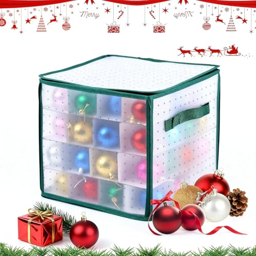 Caja Almacenaje Bolas de Navidad, Beewiner Caja para Guardar Bolas de Navidad, Almacenamiento Organizador, Christmas Ball Storage Box, con Separadores（Verde）