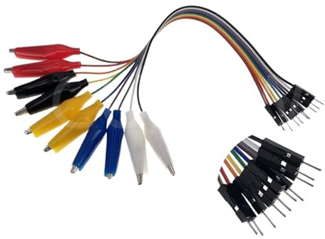 10pin Double-end Alligator Clips Jump Wire Male Female Crocodile Clip Test Lead Jumper Wire Line Cable DIY Connection(30cm Male)
