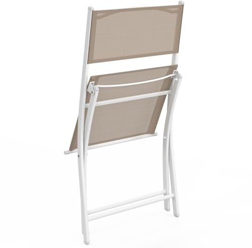 IDMarket - Lot de 6 chaises de Jardin Pliantes Bastia Blanc, Beige et Taupe | En métal et textilène