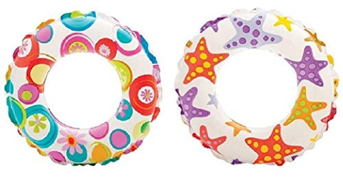 Intex - Recreation Lively Print Swim Ring, Summer Fun (Pack of 2 Assorted)
