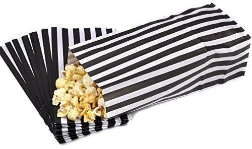 Pick n Mix Popcorn Sweet Candy Stripe Paper Bags Black & White 4 x 9.5 x 3 - Pack of 250