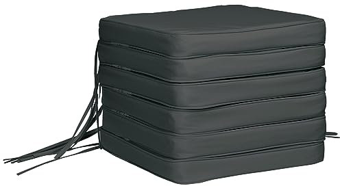 Outsunny Chair Cushion Seat Pads Dining Chair with Straps Set of 6 Grey